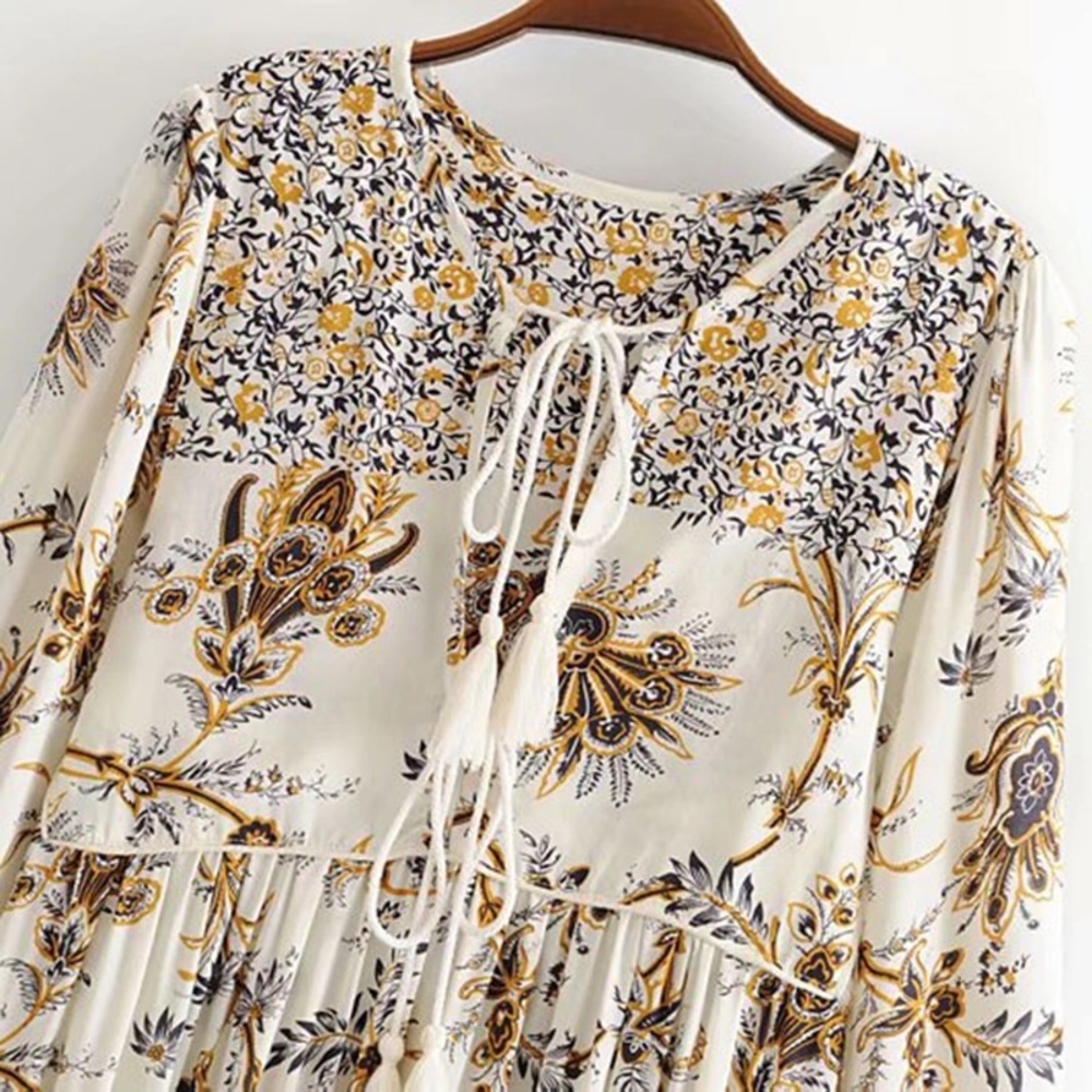 NEW BOHO GYPSY MILA LONG FLORAL MAXI DRESS TUNIC - Picture 4 of 6